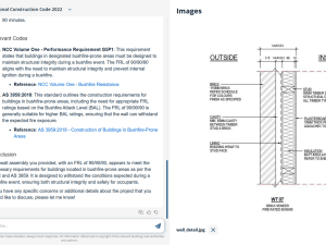 Screenshot of ArchieCodes interface showing options to select a building code knowledge base and analyze drawings or answer compliance questions.